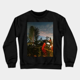 Caribbean Sunset. Palm Tree & Red Flower Crewneck Sweatshirt